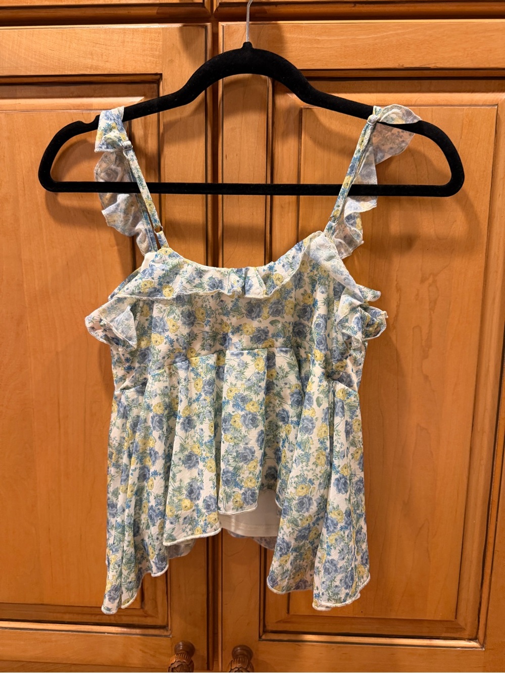 wild fable Blue and Yellow Floral Ruffle Camisole